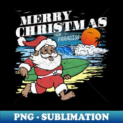 Merry Christmas Surfing Santa Going to Catch a Wave, Shaka - Sublimation-Ready PNG File - Capture Imagination with Every Detail