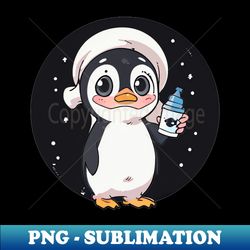 small penguin with a drinking bottle - artistic sublimation digital file - unleash your inner rebellion