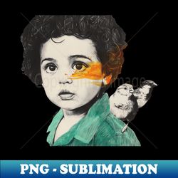 Spitting Black  little child with birds realistic portrait  trs - Stylish Sublimation Digital Download - Vibrant and Eye-Catching Typography