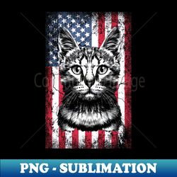 patriotic cat american flag - decorative sublimation png file - instantly transform your sublimation projects
