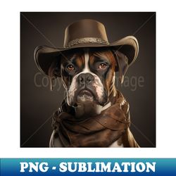 cowboy dog - boxer - png transparent sublimation design - revolutionize your designs