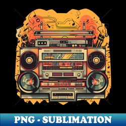 retro boombox music illustration - exclusive png sublimation download - enhance your apparel with stunning detail