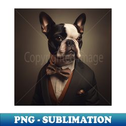Boston Terrier Dog in Suit - Sublimation-Ready PNG File - Instantly Transform Your Sublimation Projects