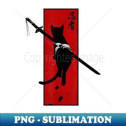 japanese samurai ninja cat kawaii tattoo graphic - elegant sublimation png download - fashionable and fearless