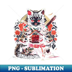 japanese samurai ninja cat kawaii tattoo graphic print - exclusive png sublimation download - perfect for creative projects