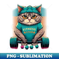Fitness Star Cat - Premium Sublimation Digital Download - Bold & Eye-catching