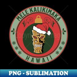 Tropical Tiki w Santa Hat, Mele Kalikimaka, Hawaii Christmas - PNG Sublimation Digital Download - Fashionable and Fearless