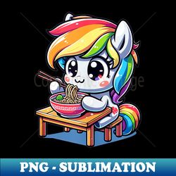 Cute Japanese Kawaii Chibi Pony Eating Ramen - Instant PNG Sublimation Download - Bold & Eye-catching