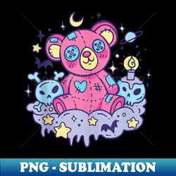Yami Kawaii Creepy Cute Teddy Bear with Skulls - Elegant Sublimation PNG Download - Capture Imagination with Every Detail