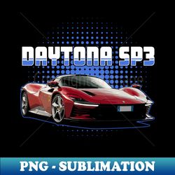 Ferrari Daytona SP3 Sport car blue - Retro PNG Sublimation Digital Download - Defying the Norms