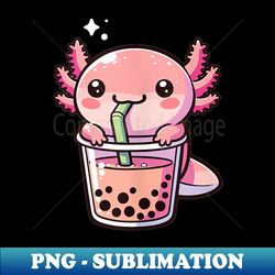 kawaii axolotls bubble tea boba axolotl - instant png sublimation download - create with confidence