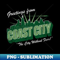 Greetings From Coast City - Instant PNG Sublimation Download - Instantly Transform Your Sublimation Projects
