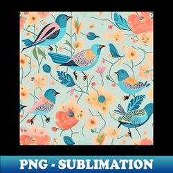 flower and bird seamless vector pattern - png transparent sublimation design - fashionable and fearless