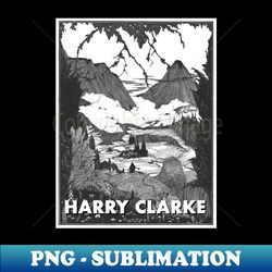 harry clarke landscape drawing - digital sublimation download file - stunning sublimation graphics