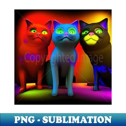 Three Colorful Cats - Elegant Sublimation PNG Download - Defying the Norms