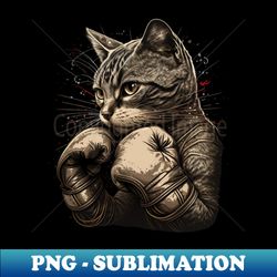 Boxing Cat Boxer Kitten Funny Cat Graphic - PNG Transparent Digital Download File for Sublimation - Transform Your Sublimation Creations