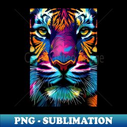 Pop Art Tiger Face In Vibrant Colors - A Unique and Playful Art Print For Animal Lovers - Aesthetic Sublimation Digital File - Add a Festive Touch to Every Day