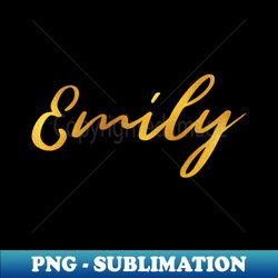 Emily Name Hand Lettering in Faux Gold Letters - Creative Sublimation PNG Download - Perfect for Sublimation Mastery