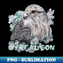 Gyrfalcon in white lilac1 - Artistic Sublimation Digital File - Bold & Eye-catching