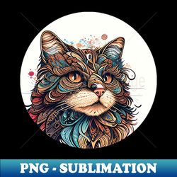 Lady Cat Boho Colorful Lover - Decorative Sublimation PNG File - Revolutionize Your Designs