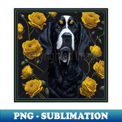 Cocker Spaniel yellow roses 2 - Elegant Sublimation PNG Download - Add a Festive Touch to Every Day