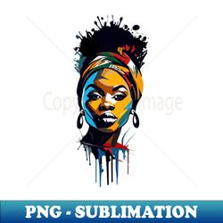 Black AFRO Woman Contemporary Urban Art - Elegant Sublimation PNG Download - Vibrant and Eye-Catching Typography