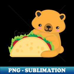 Cute Kawaii Bear with a Taco Kid Design - PNG Transparent Digital Download File for Sublimation - Perfect for Sublimation Art