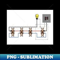 4-way switch wiring diagram line load same box - decorative sublimation png file - perfect for sublimation art