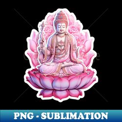 Pink Buddha Statue Digital Art For Yoga Lovers - Premium PNG Sublimation File - Bring Your Designs to Life