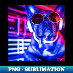 Neon DJ Frenchie - PNG Transparent Digital Download File for Sublimation - Revolutionize Your Designs