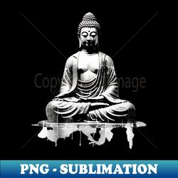 Buddha Black White  Digital Art For Yoga Lovers Buddhist decor for your space - Elegant Sublimation PNG Download - Perfect for Creative Projects