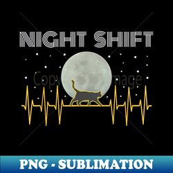 Funny Nurses s Night Shift Nurse Cool Full Moon EKG Cat - Special Edition Sublimation PNG File - Bring Your Designs to Life