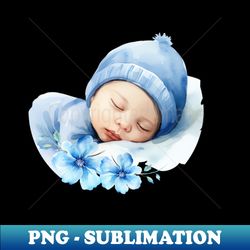 newborn baby boy with  flowers - instant sublimation digital download - bold & eye-catching