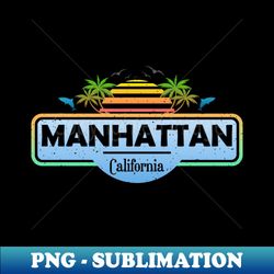 manhattan beach california palm trees sunset summer - decorative sublimation png file - bold & eye-catching