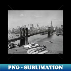 brooklyn bridge  new york skyline 1920 vintage photo - sublimation-ready png file - stunning sublimation graphics