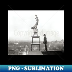 stuntman performs balancing act 1917 vintage photo - decorative sublimation png file - transform your sublimation creations