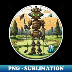 Tee Time Tech Steampunk Robot Golfer - Stylish Sublimation Digital Download - Perfect for Sublimation Art