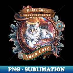 Sedona Cat Southwest Style Nana Love 45M - Retro PNG Sublimation Digital Download - Unlock Vibrant Sublimation Designs