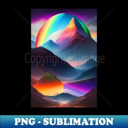 Rainbow Ascent A Dreamy Landscape of Mountains and Color - Signature Sublimation PNG File - Perfect for Sublimation Art