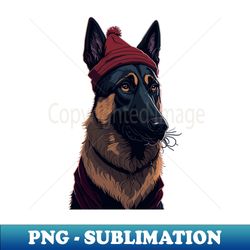Malinois Merriment Belgian Malinois Wearing Christmas Hat - Unique Sublimation Png Download - Add A Festive Touch To Every Day