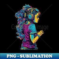 Girl with Headphones - Vintage Sublimation PNG Download - Defying the Norms