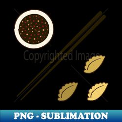 Chinese Dumplings w Soy Sauce  Chopsticks - Exclusive PNG Sublimation Download - Transform Your Sublimation Creations