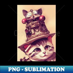 Cute Cat with steampunk hat - Signature Sublimation PNG File - Transform Your Sublimation Creations