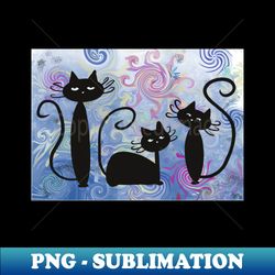 Cosmic Cat Trio - Instant PNG Sublimation Download - Transform Your Sublimation Creations