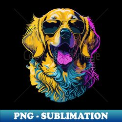 Neon Golden Retrievers with Sunglasses - Sublimation-Ready PNG File - Bold & Eye-catching