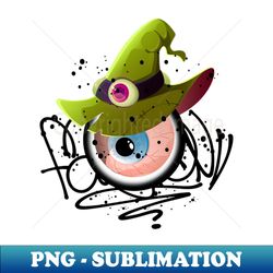 monster eye witch with blue hat graffiti - sublimation-ready png file - bold & eye-catching