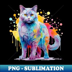 Chartreux Cat Colorful Cute Cat Lover Cat - PNG Transparent Sublimation Design - Transform Your Sublimation Creations