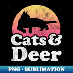 cats and deer gift for men women kids - retro png sublimation digital download - perfect for creative projects