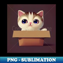 cute small baby cat in cardboard box - exclusive sublimation digital file - vibrant and eye-catching typography