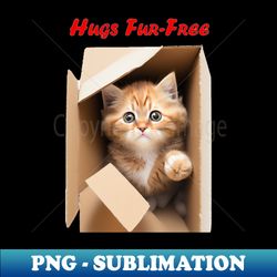 hugs fur-free adorable cat in a box design - vintage sublimation png download - bring your designs to life